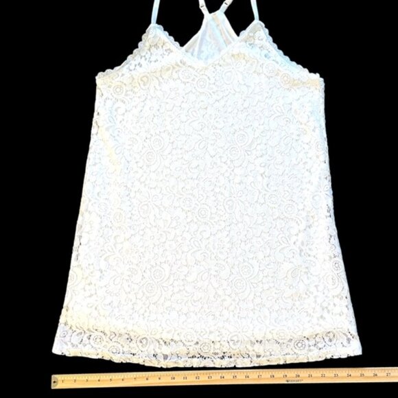 White Lace Lined Slip Dress Lacy Mini Dress Coastal Cowgirl Boho Fairy Size XL - Picture 11 of 13